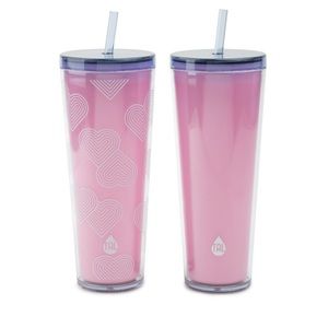 Tal Doubled side Walled Color Changing Tumblers 2,Pack 24 fl oz, Heart Pink.